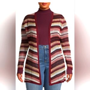 No Boundaries Junior's Plus Striped Cardigan